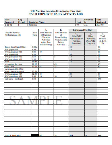 employee daily activity log in pdf