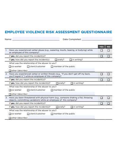 20+ Risk Assessment Questionnaire Templates in Google Docs | MS Word ...