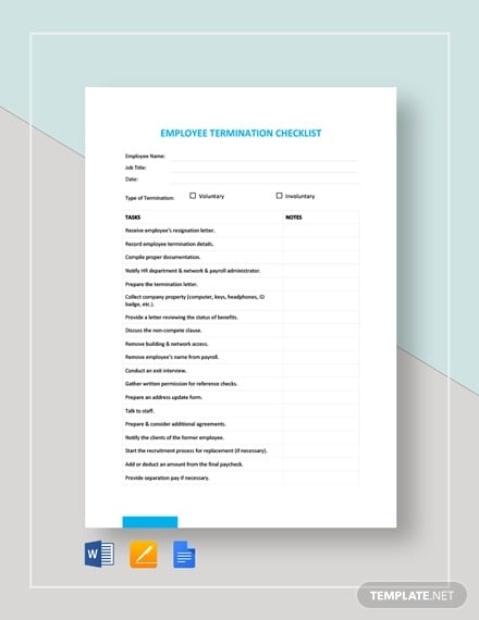 employee termination checklist template