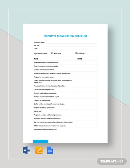 Termination Checklist Template - 26+ Free Word, Excel, PDF Documents ...