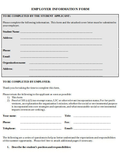 employer information form in doc