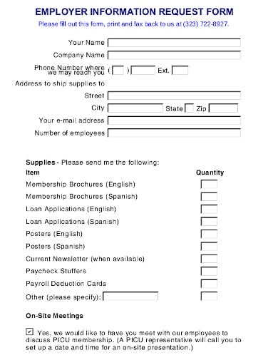 employer information request form