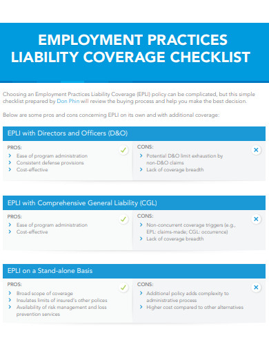 employment liability coverage checklist