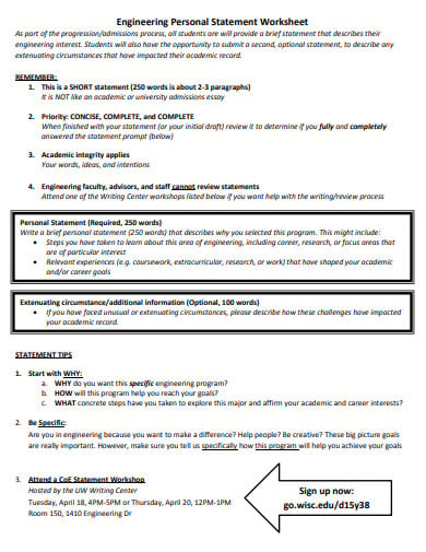 engineering personal statement worksheet template