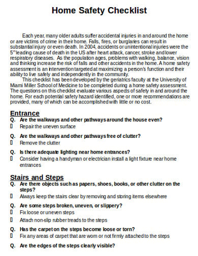 entrance home security checklist