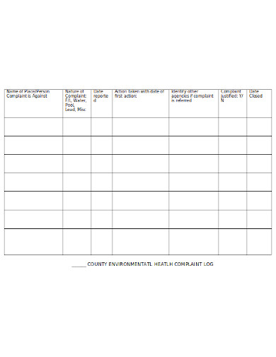 Free Customer Complaint Log Template PRINTABLE TEMPLATES