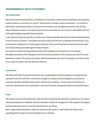 environmental policy statement in pdf