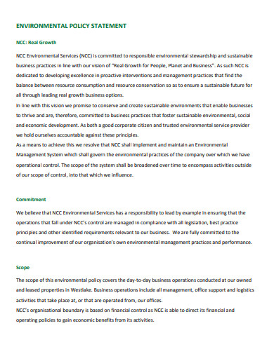 20 Environmental Policy Statement Templates In PDF DOC Free 