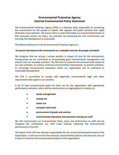 environmental protection policy statement