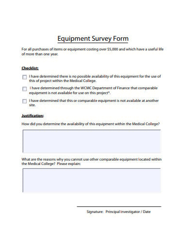 equipment survey form
