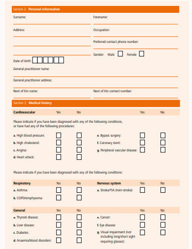 essential medical screening questionnaire template