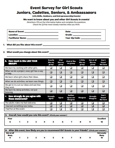 event survey for girl scouts