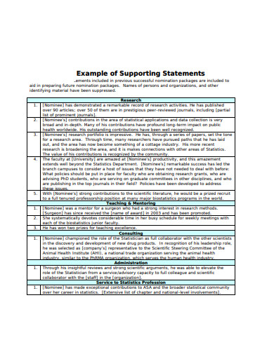 11  Supporting Statement Templates in Google Docs Word Pages PDF