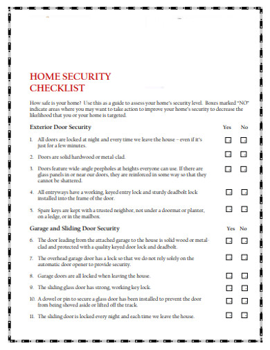 FREE 11+ Home Security Checklist Templates in PDF | MS Word