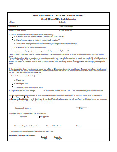family medical leave application in doc