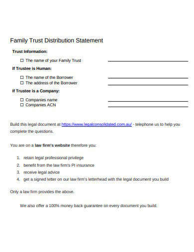 family trust distribution statement template