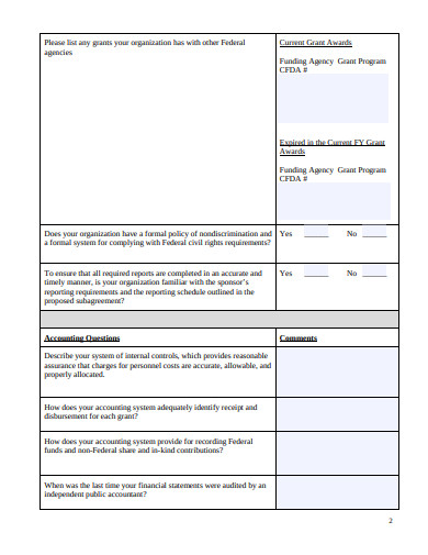 financial accounting questionnaire template