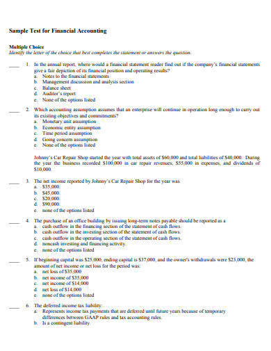 financial accounting questionnaire in pdf