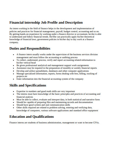 10 Internship Job Description Templates In PDF DOC