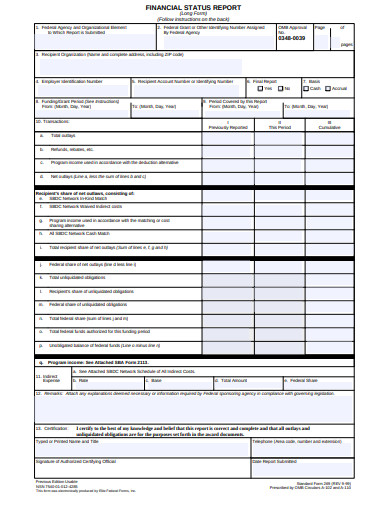 Financial Status Report Form