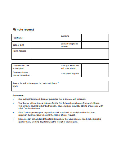 5+ Fit Note Templates in PDF | DOC