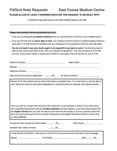 fit note request template