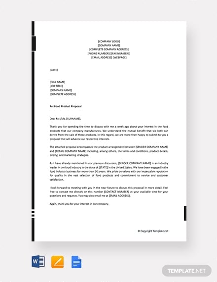food product proposal letter