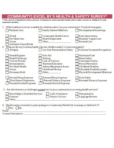 food safety health survey template
