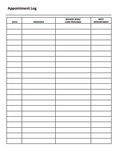 formal appointment log template