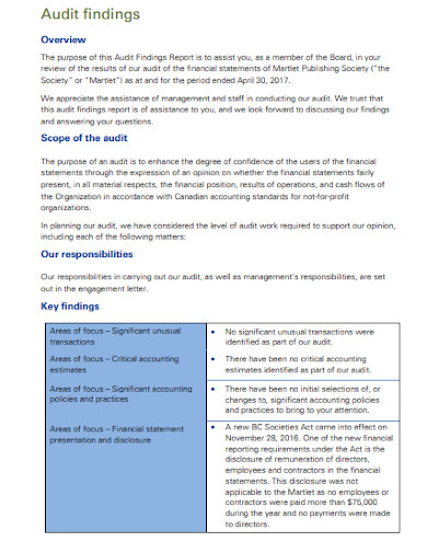 10 Free Audit Findings Report Templates In PDF MS Word