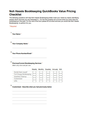 formal bookkeeping checklist