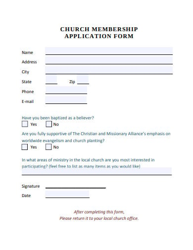 formal church membership application form
