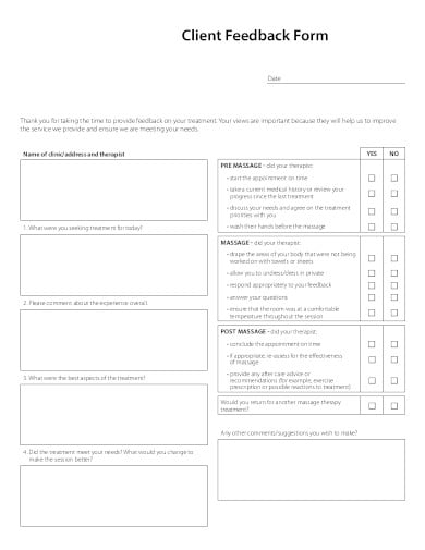 formal client feedback form template