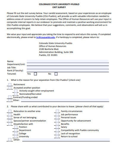 formal employee exit survey template