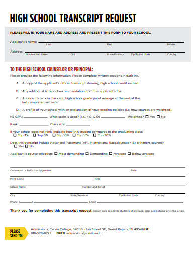 presentation high school transcript request