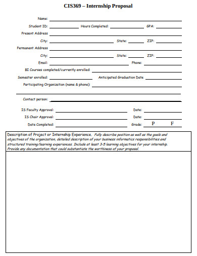 formal internship proposal template