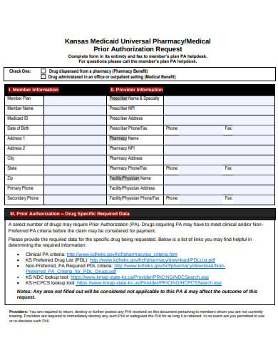 formal medical prior authorization request form template