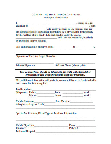 formal minor consent form example