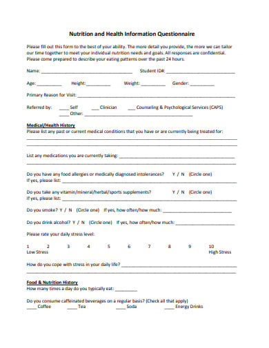 formal nutrition questionnaire in pdf