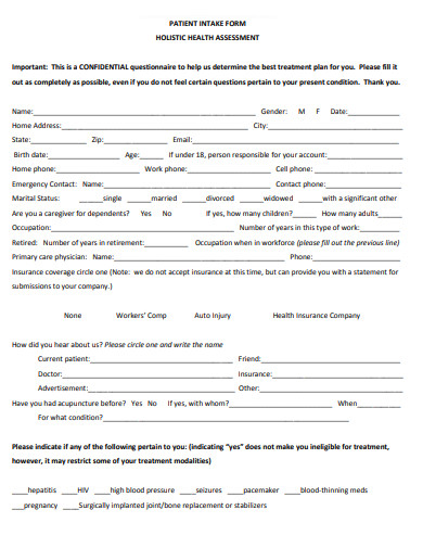 20+ Free Patient Intake Form Templates