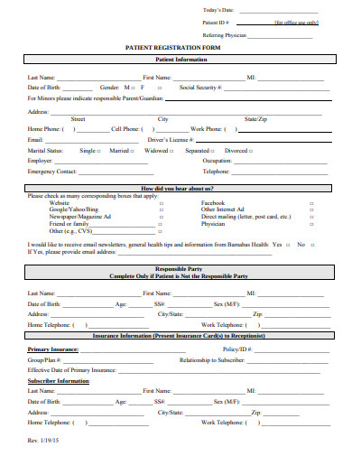 formal patient registration form