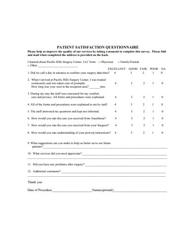 19+ Patient Satisfaction Questionnaire Templates in PDF | DOC