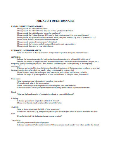 24+ Audit Questionnaire Templates - PDF, DOC