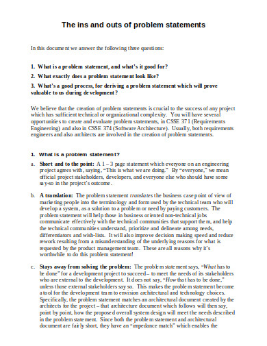 formal problem statement template