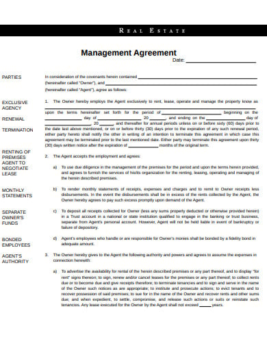 formal real estate management agreement