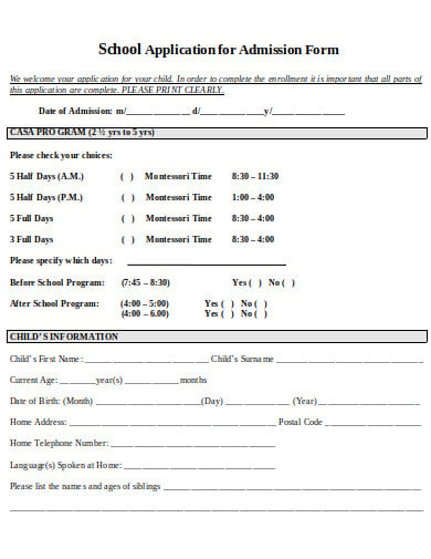 formal-school-admission-form-template