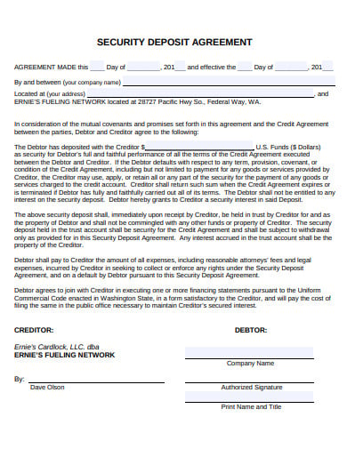 formal security deposit agreement template