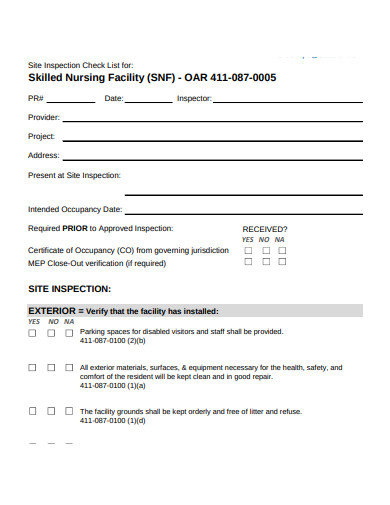 formal skilled nursing facility checklist