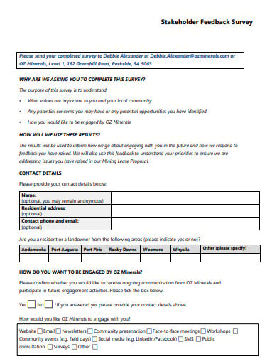 formal stakeholder feedback survey template