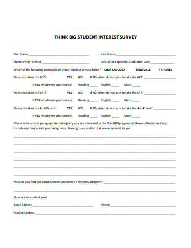 formal student interest survey example